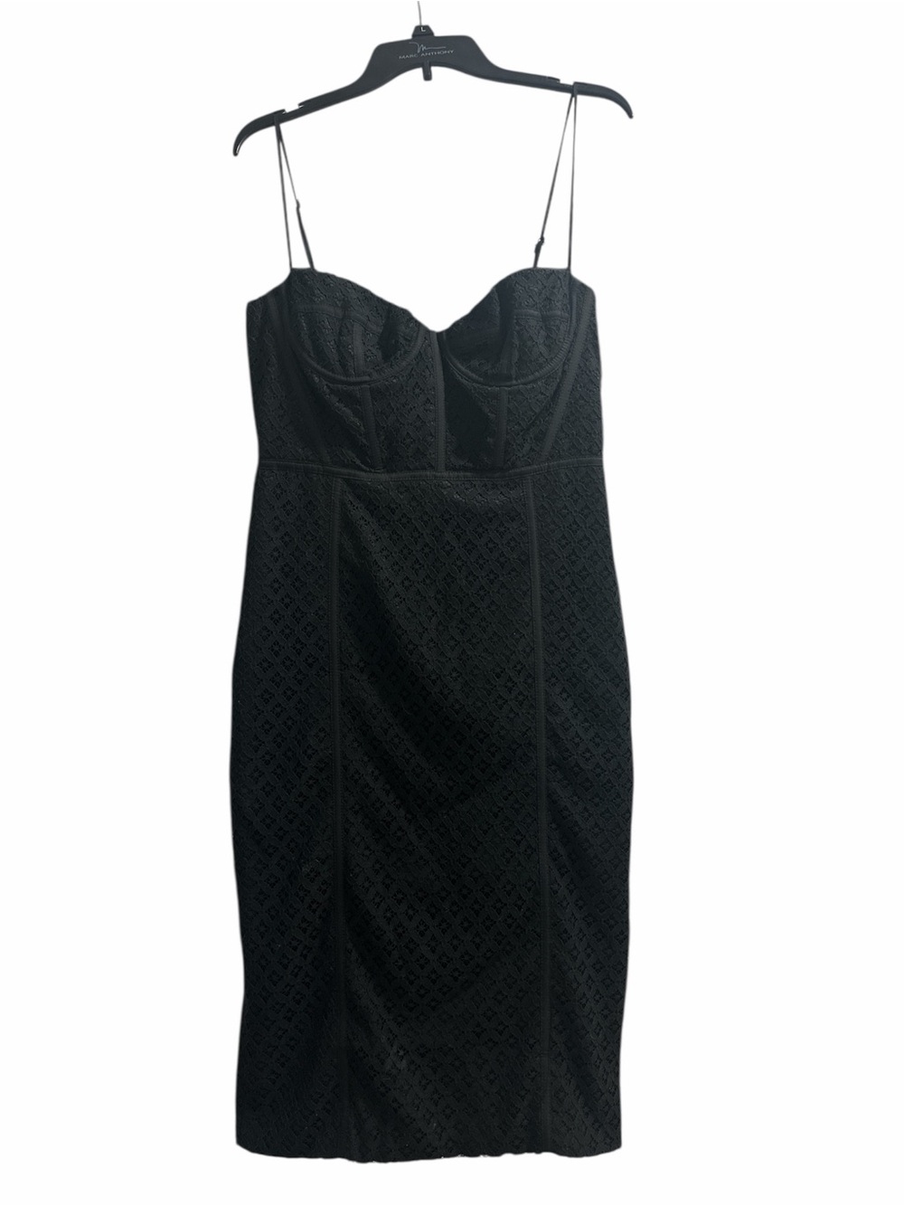 Bardot Black Lace Bustier Midi Dress